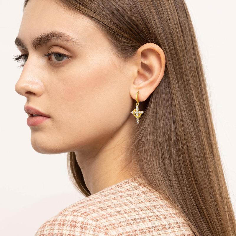 Women's Fashion Luxury Full Diamond Cross Crown Earrings