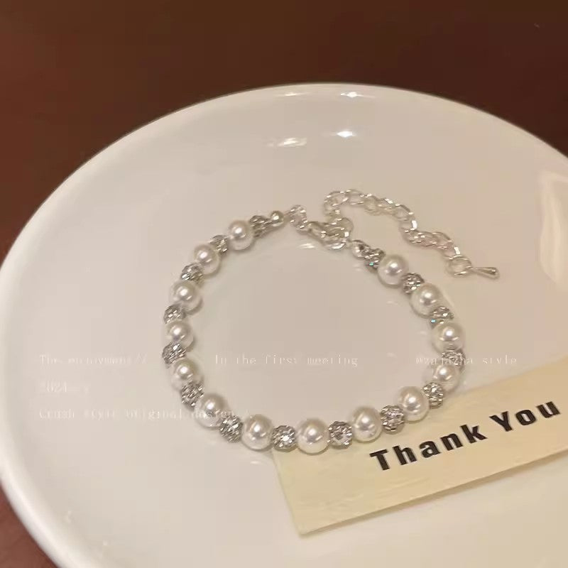 Women's High-grade Pearl Chinese Ancient Style Obsidian Beaded Bracelet