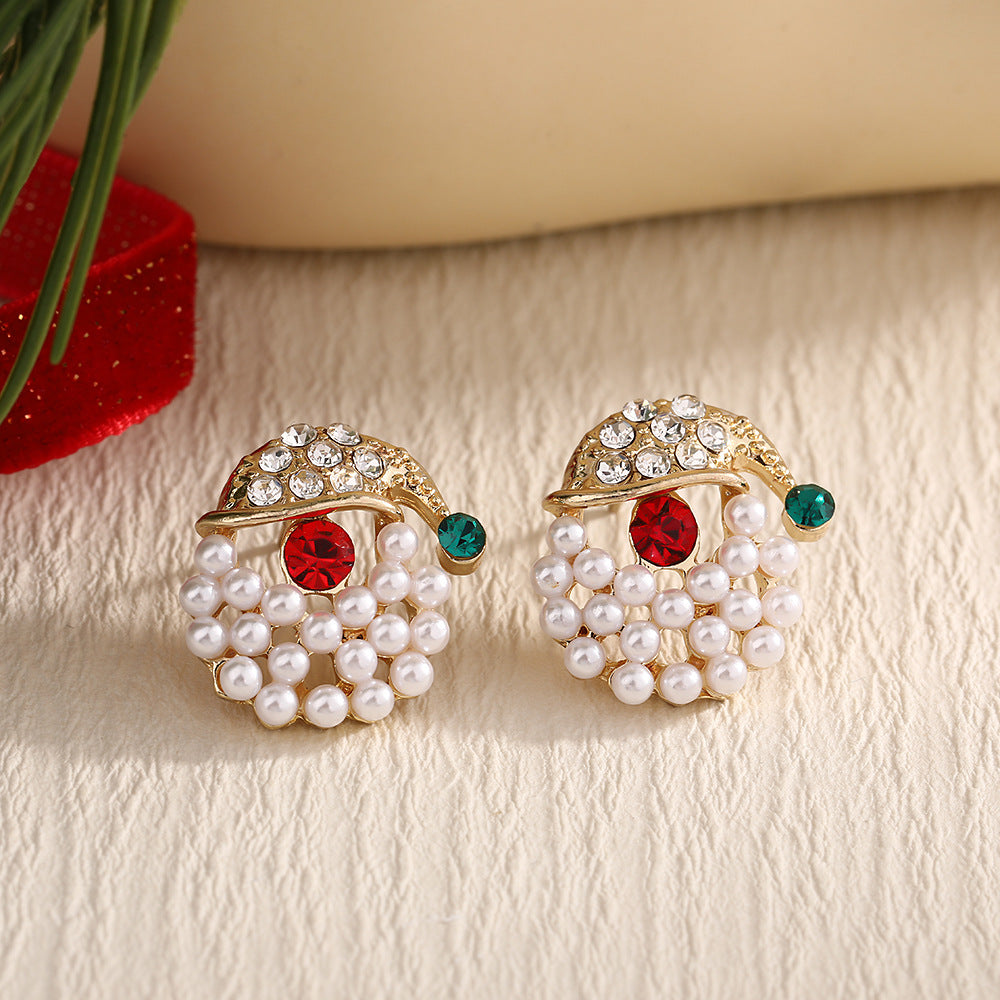 Fashion Elk Tree Snowflake Rhinestone Personalized Stud Earrings