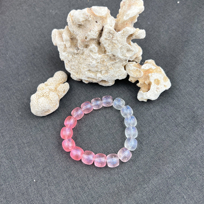 Jade Glass Pliable Temperament Gradient Pink Version Hand Toy Buddha Bracelet