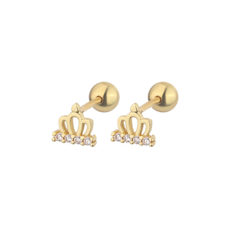 Women's Gold-plated Diamond Inlaid Crown Simple Versatile Rings