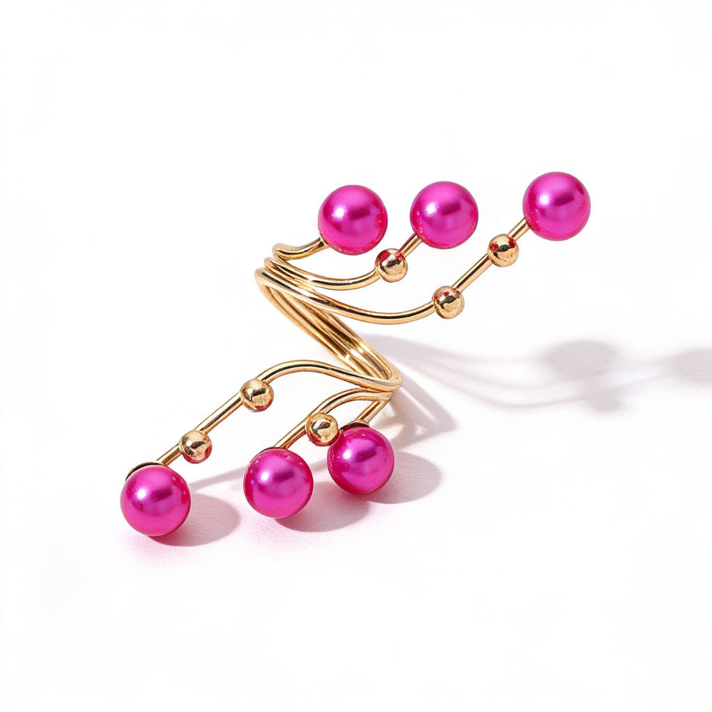 Pearl Geometric Exaggerated Personalized Creative Golden Index Ring