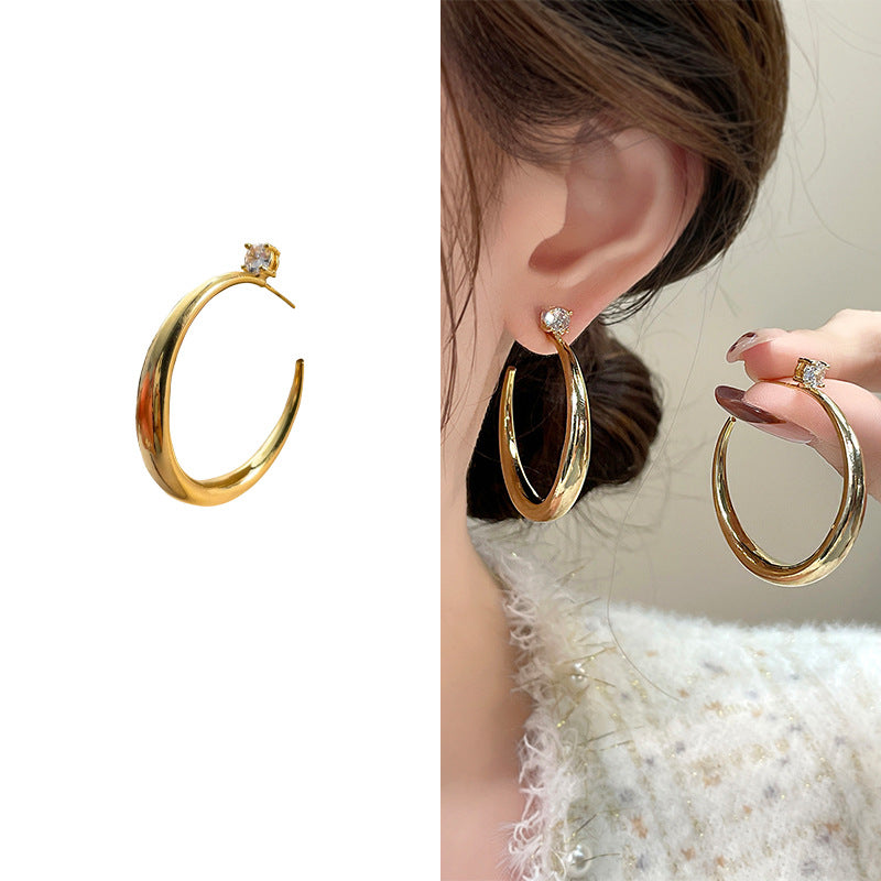 High-grade Zircon Light Luxury Style Large Circle Exaggerated Earrings