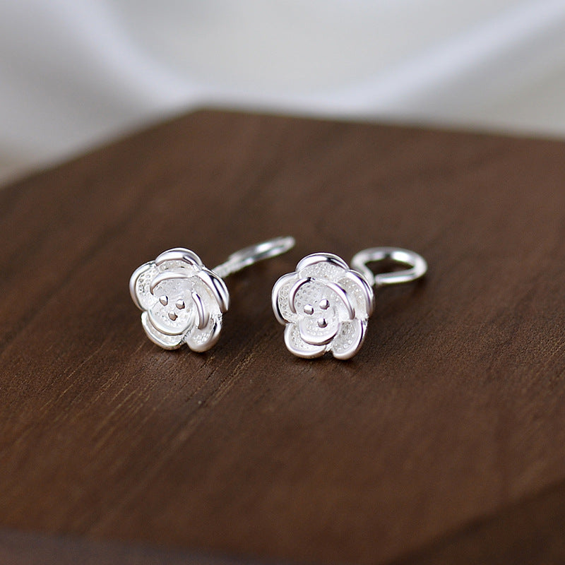 Women's Jewelry Elegant Rose Pure Flower Small Earrings