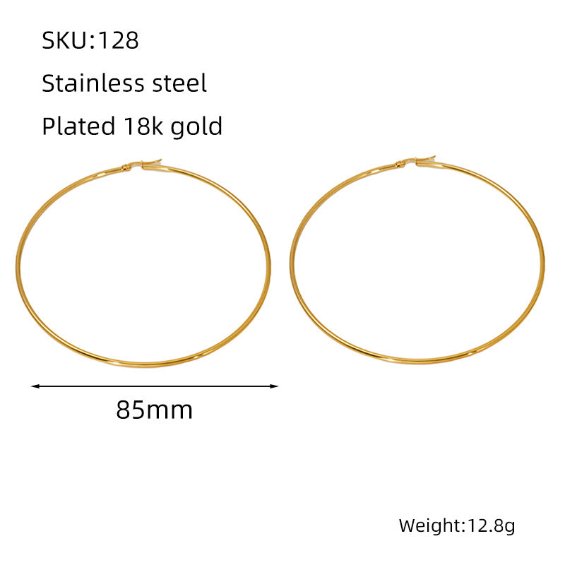 Women's Stainless Steel Round Coil Buckle Plated Fashionable Simple Ear Line