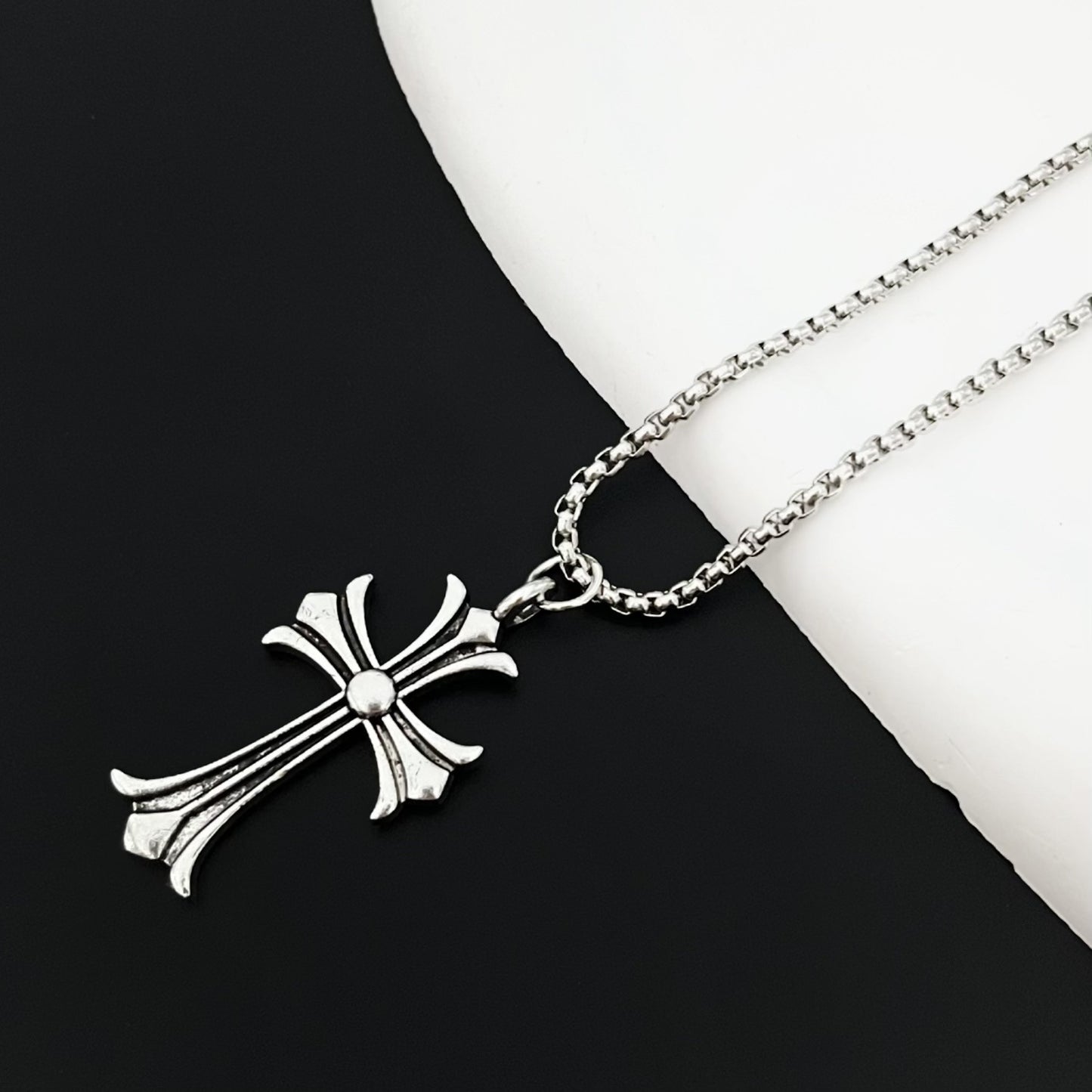 Women's & Men's Cross Titanium Steel Tide Personalized Classic Long Sweater Necklace