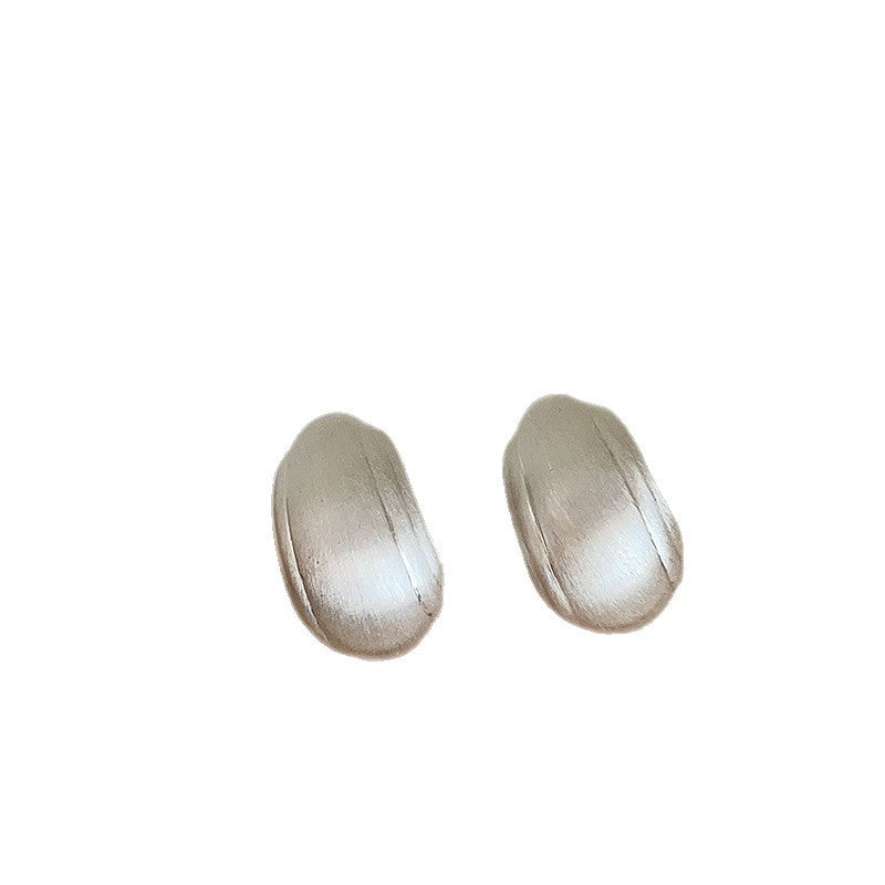 Women's Geometric Frosted Brushed Round Square Sier For Cold Wind Personality Earrings