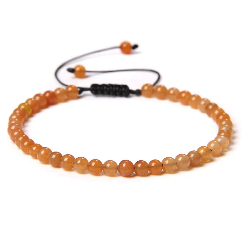 Agate Stone Braided Adjustable Gemstone Beads Bracelet