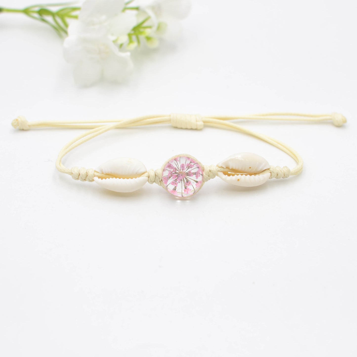 Natural Shell Dried Flower Real Hand Jewelry Woven Bracelets