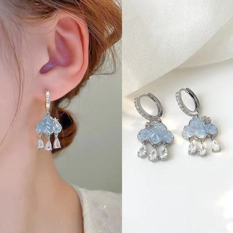 Debris Gradient Crystal Flowers Butterfly Female Special Interest Earrings