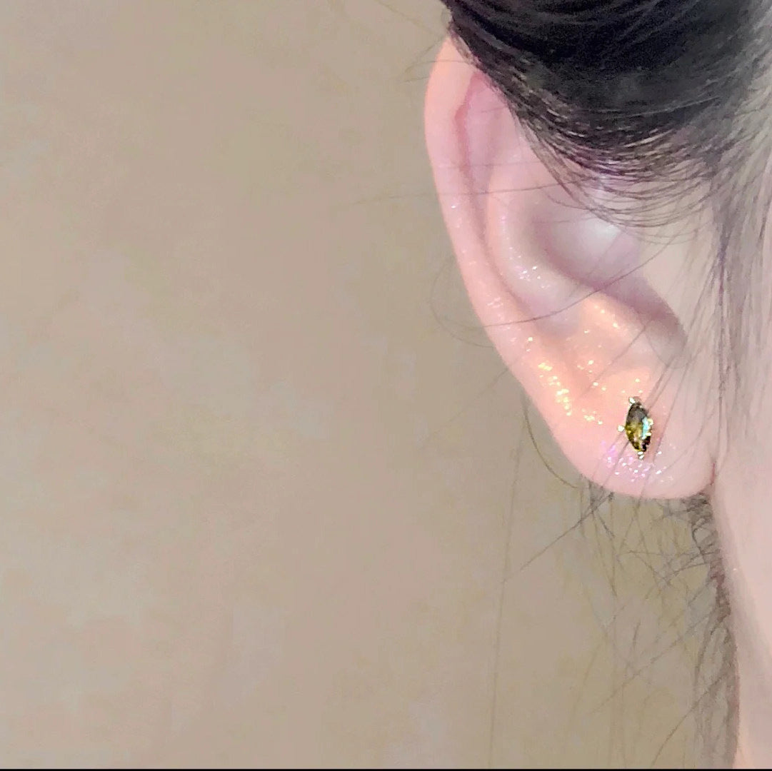Women's Green Zircon Rhombic Ear For Light Luxury Stud Earrings