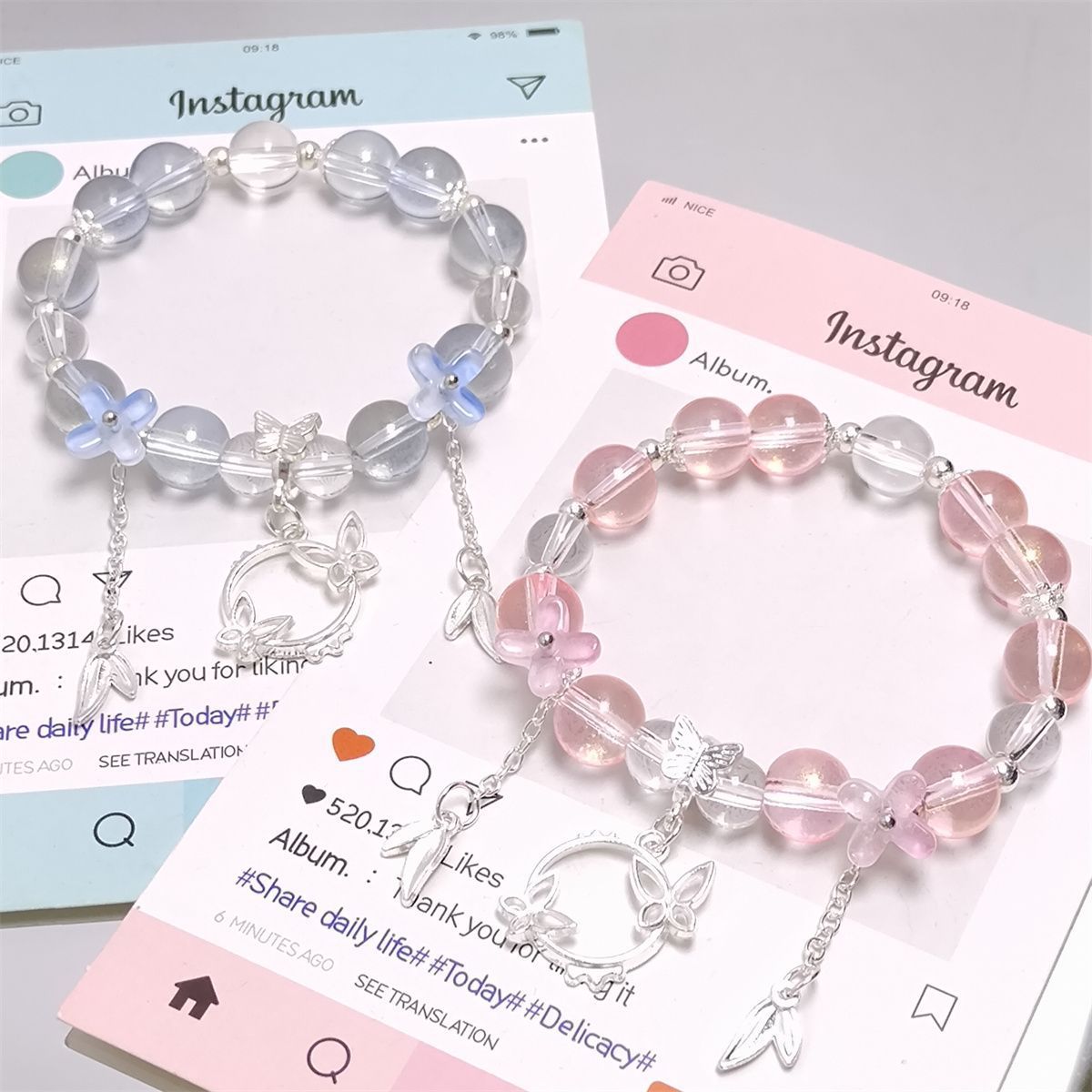 Children's Crystal Peach Blossom Butterfly Super Fairy Bracelets