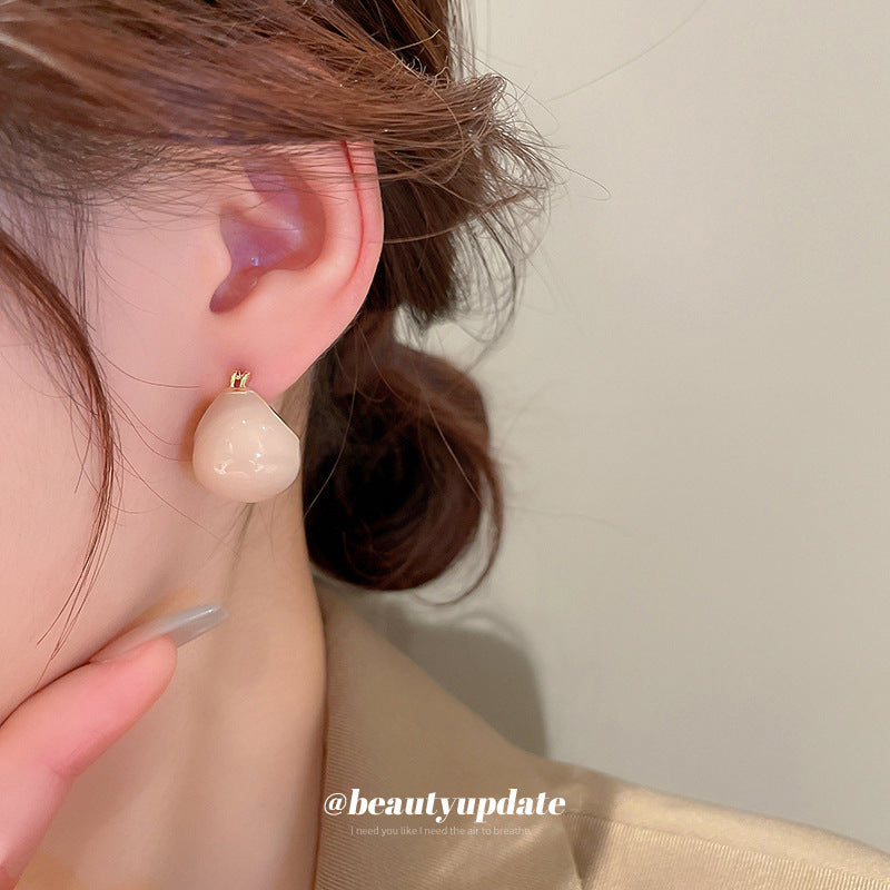 Gold Electroplating Dripping Oil Bean Geometry Clip Sweet Temperamental Trendy Ear Buckle