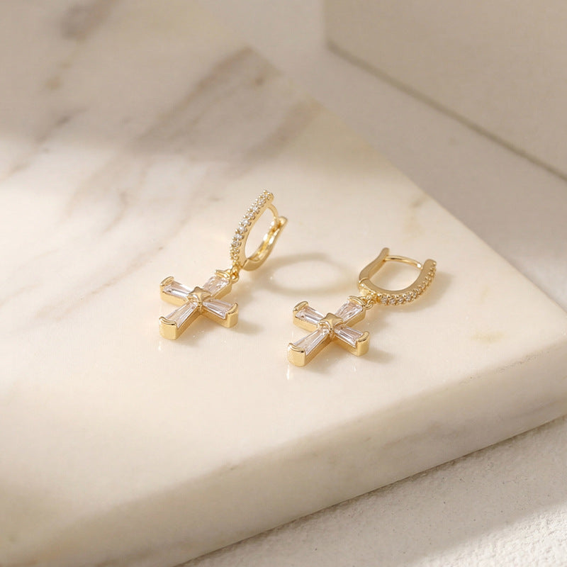 Small Cross Eardrop Personality Sweet Cool Fashion High Ear Buckle