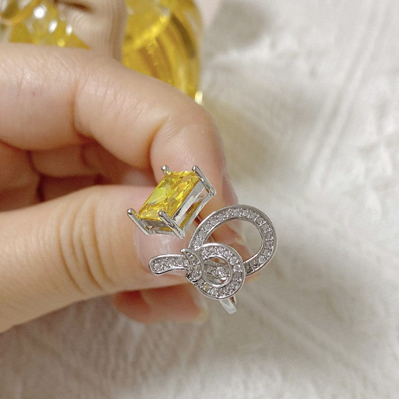 Camellia Fashion Romantic French Golden Rhinestone Gold Plated Ring