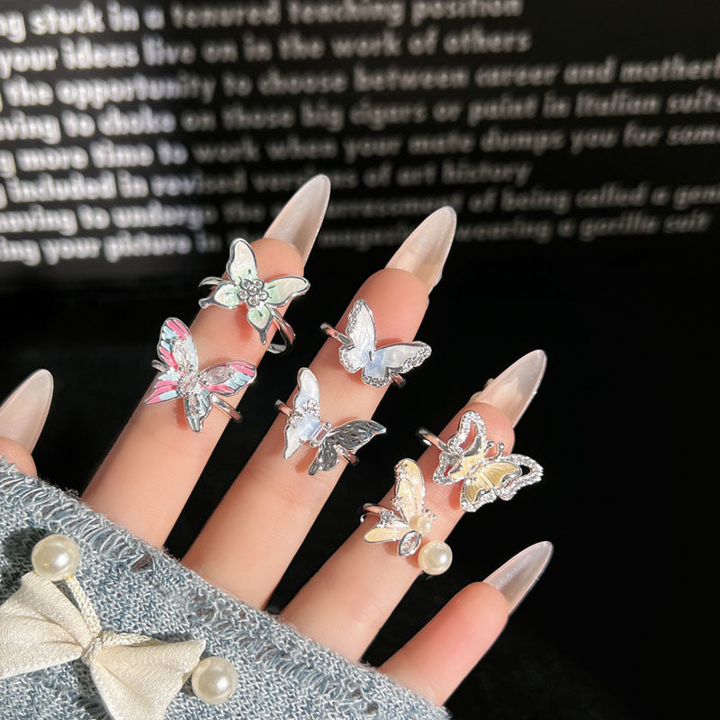 Mori Sweet Dopamine Color Texture Open Female Cold Wind Exquisite Rings