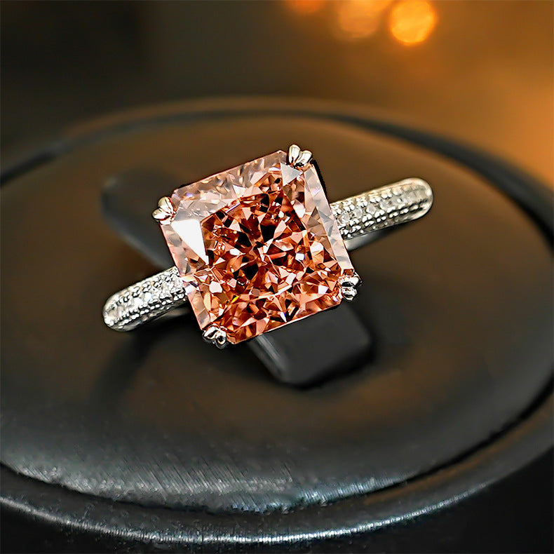 Karat Comparable To Ice Flower Cut Morgan Princess Square Ring