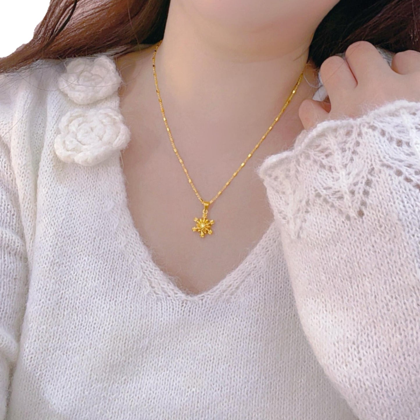 Square Chain Snowflake Simple Fashion Temperament Necklace