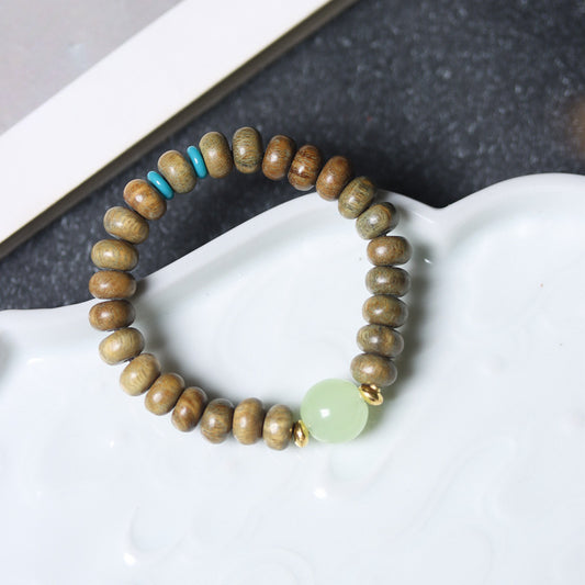 Men's Abacus Beads Night Moonstone Jade Sandalwood Bracelet