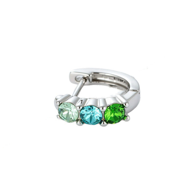 Zircon Candy Color Straight Needle Exquisite Clip Ear Buckle