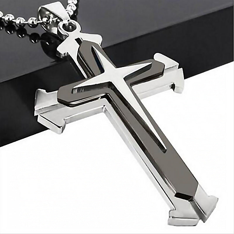 Men's Metal Cross Frame Chain Jewelry Pattern Necklaces