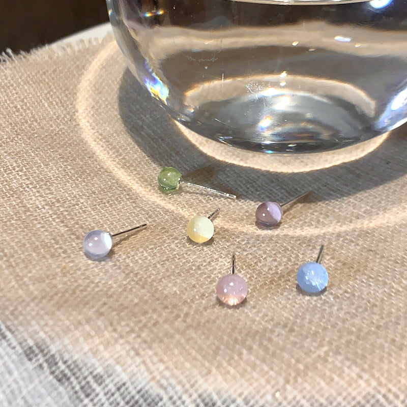Series Simple Small Ice Transparent Bean-shaped Earrings