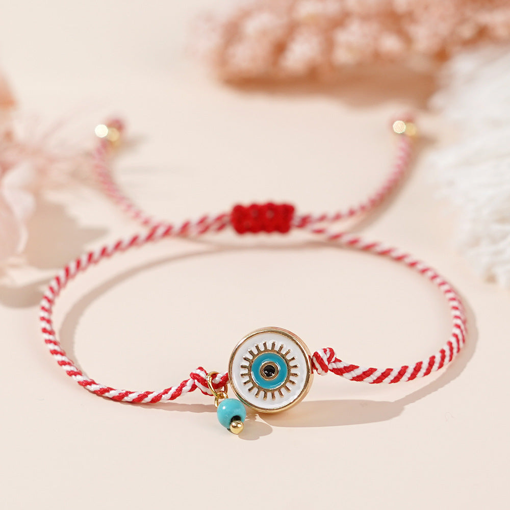 Women's Fashionable Simple White Eyes Turquoise Red Bracelets
