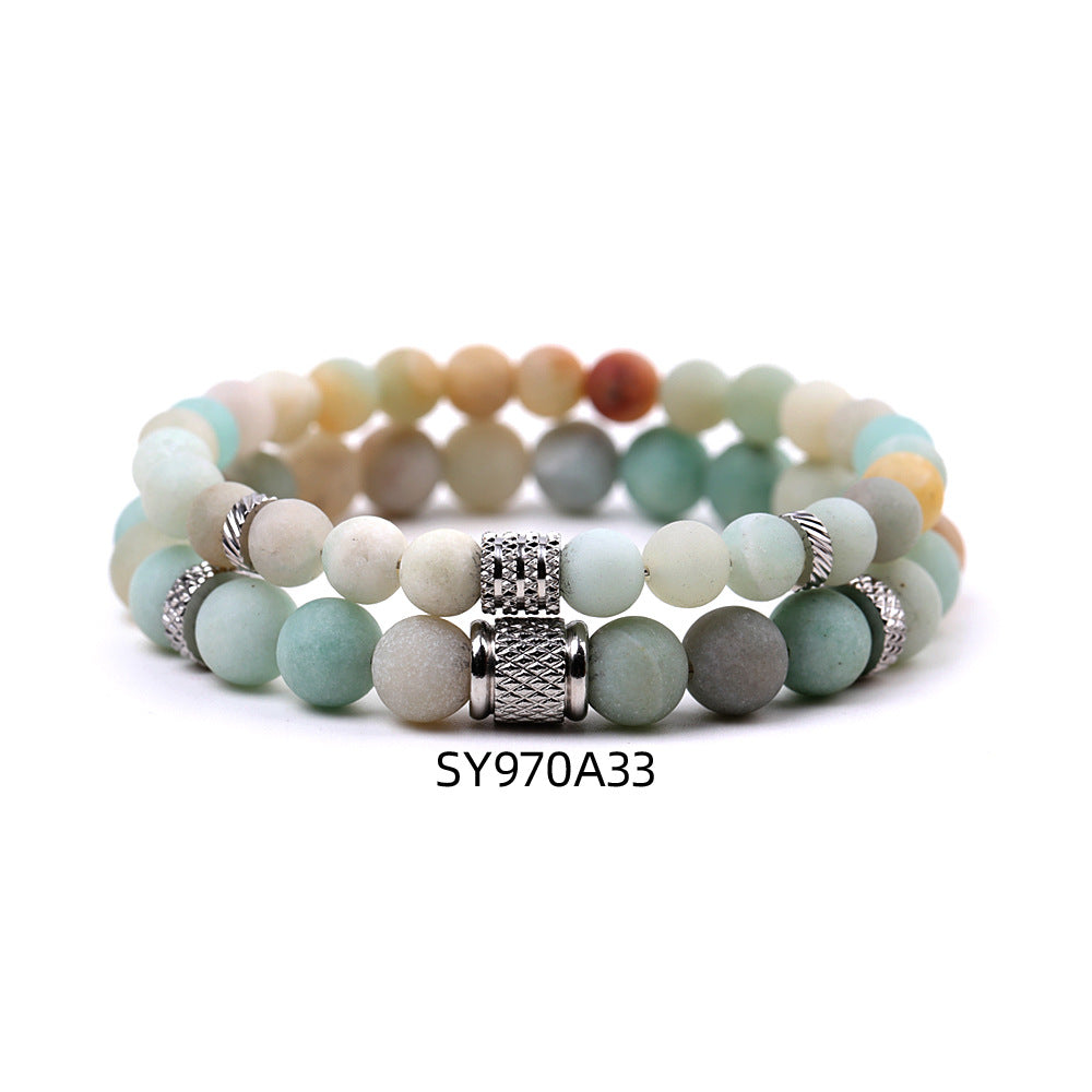 Stainless Steel Frosted Indian Agate Tigereye Striped Bracelets