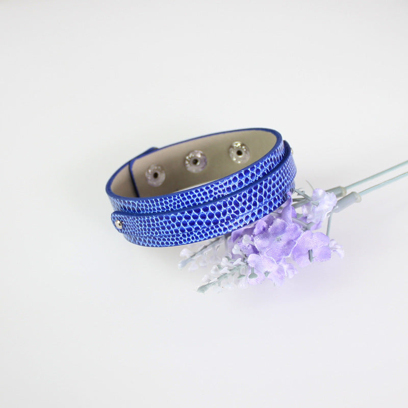 Wrist Strap Imitation Leather Personalized Letter Drop Oil Snap Bracelet