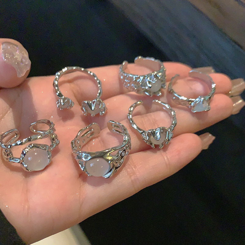 Design Cold Style Opal Open Female High-grade Personality Liquid Texture Ring