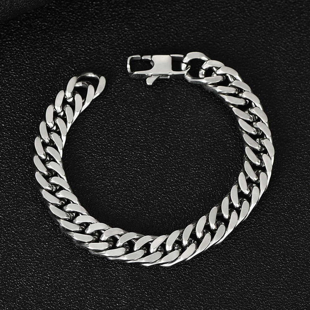 Women's & Men's Chain Double Woven Grinding Retro Titanium Steel Trendy Hip Bracelets