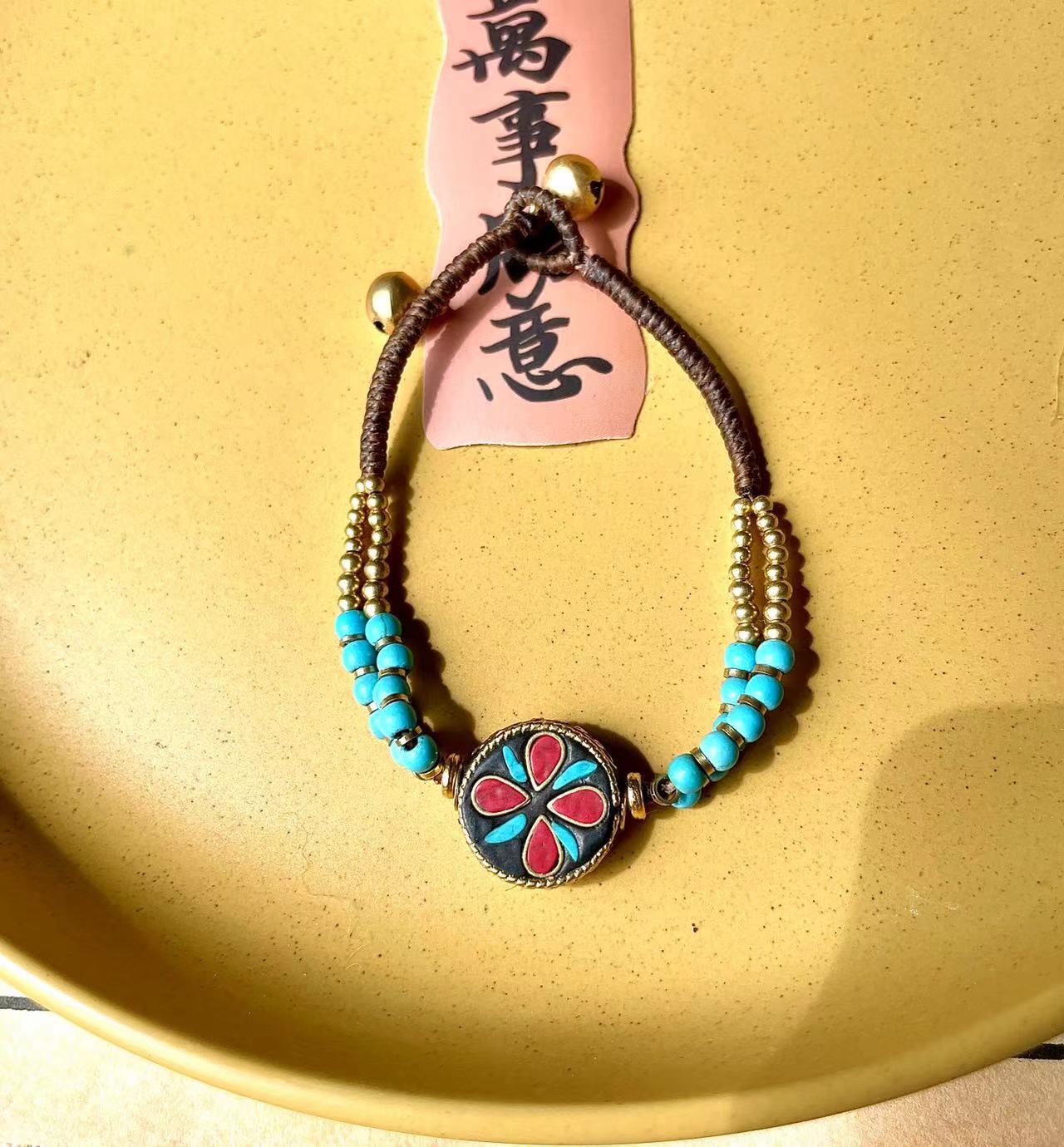 Handmade Weave Vintage Nepal Ancient Pure Copper Ethnic Style Tibetan Bracelet
