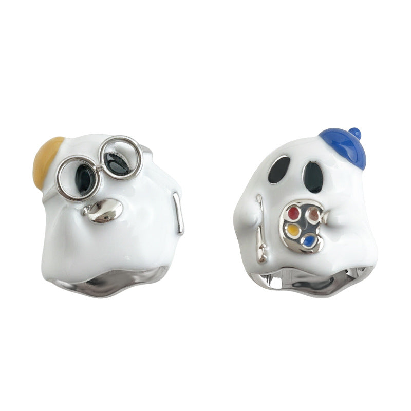 Cute Ghost Enamel Drip Glazed Little Ear Stud Earrings