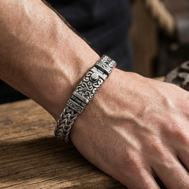Men's Personalized Titanium Steel Keel Chain Punk Diamond Bracelet