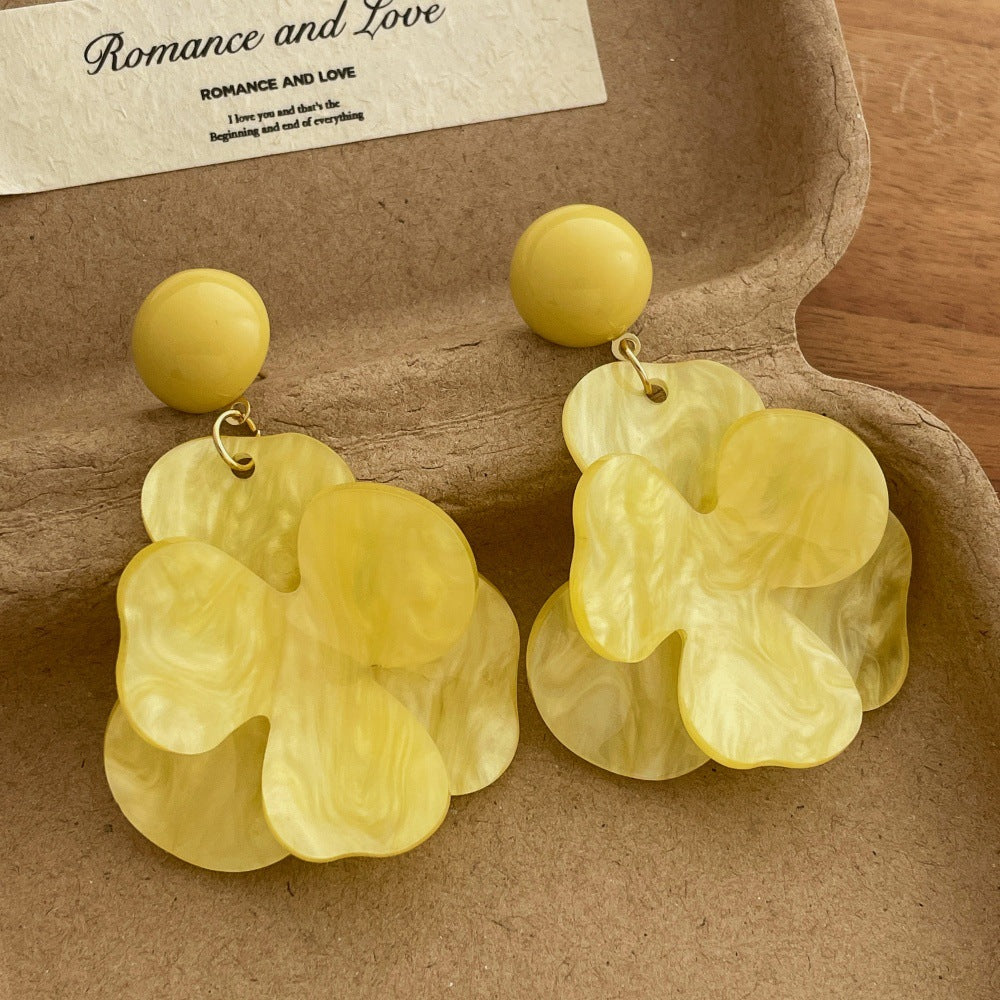 Retro Super Fairy Flowers Niche Temperament Vacation Style Mori Exaggerated Earrings