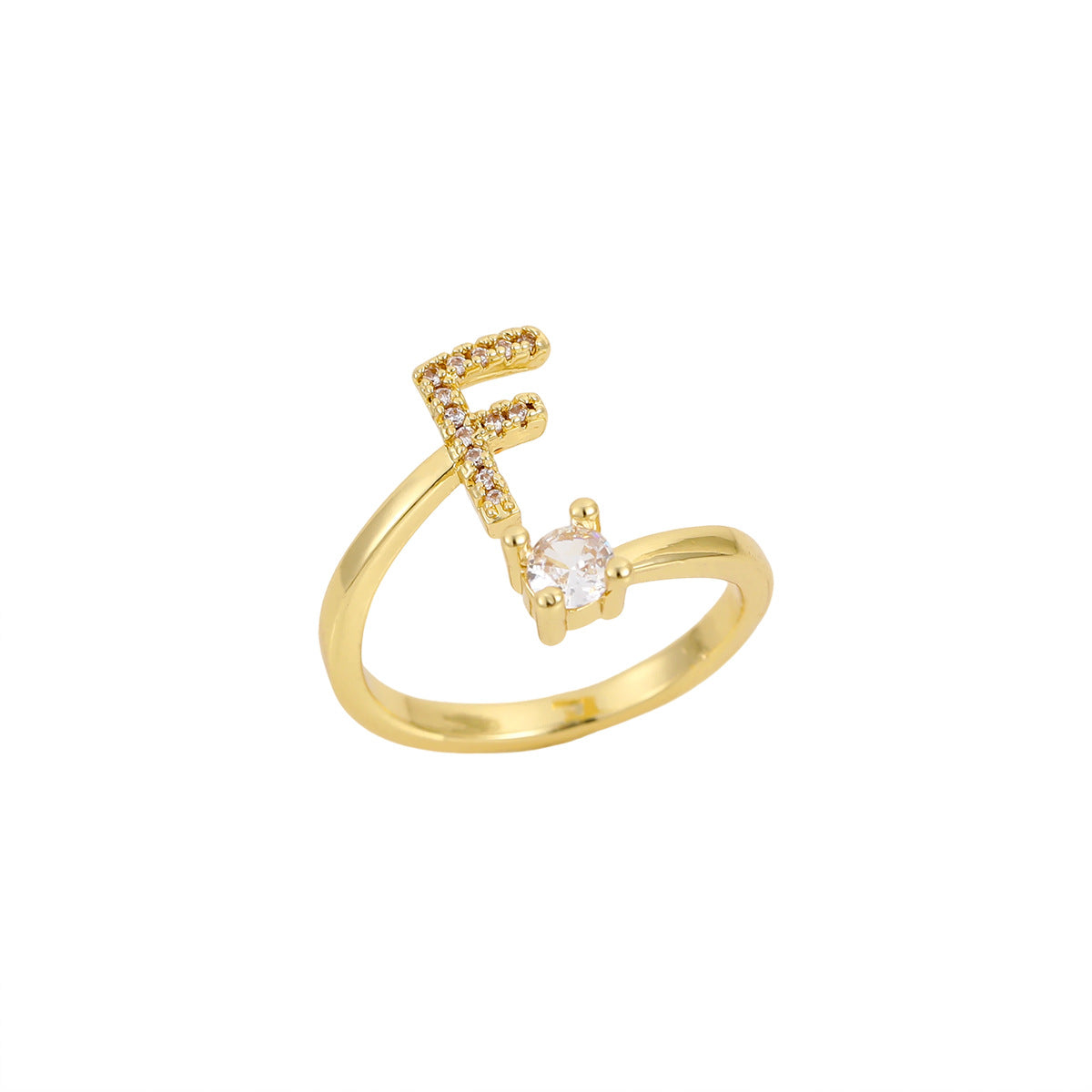 Gold Letter Open Male Female Personality Rings