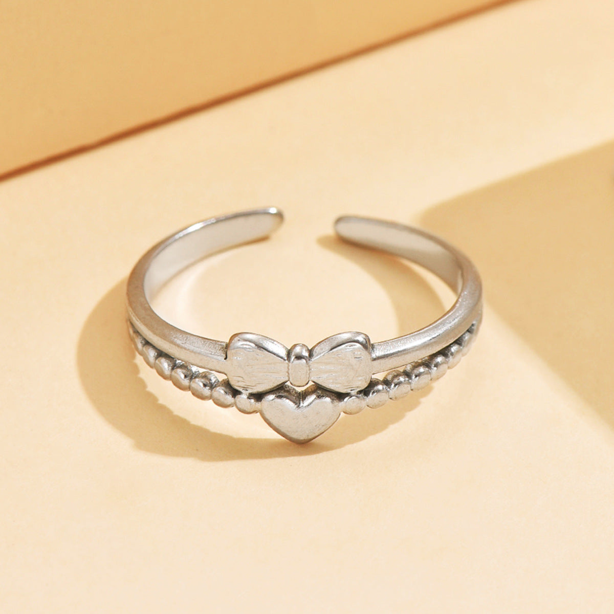 Sweet College Style Bow Twin Cute Ring