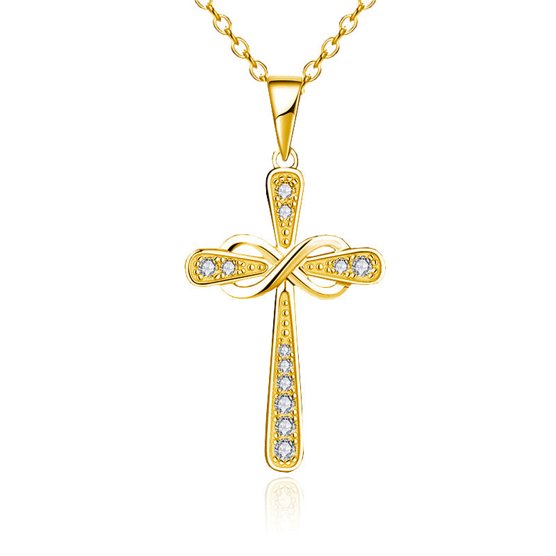 Women's Infinite Love Diamond Cross For Clavicle Necklace