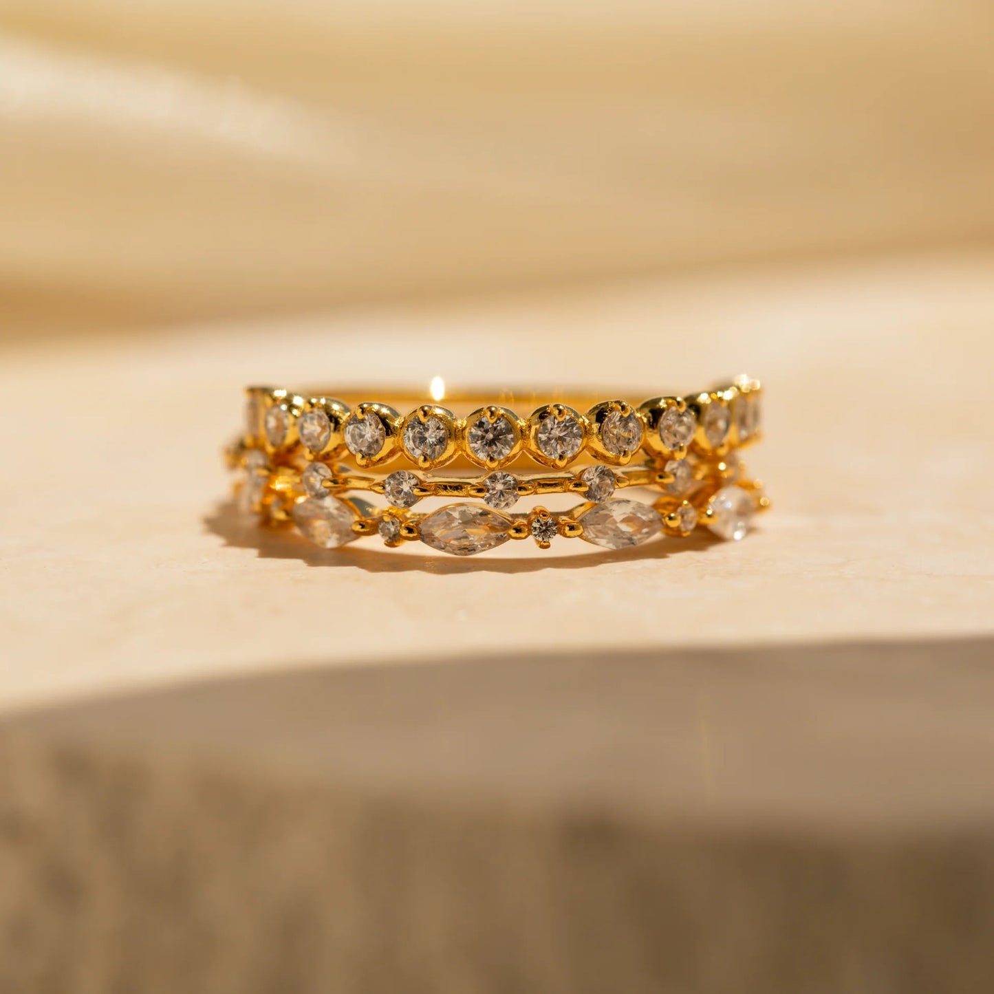 Women's Exquisite Elegant Shiny Zircon Row Diamond Twin Ring