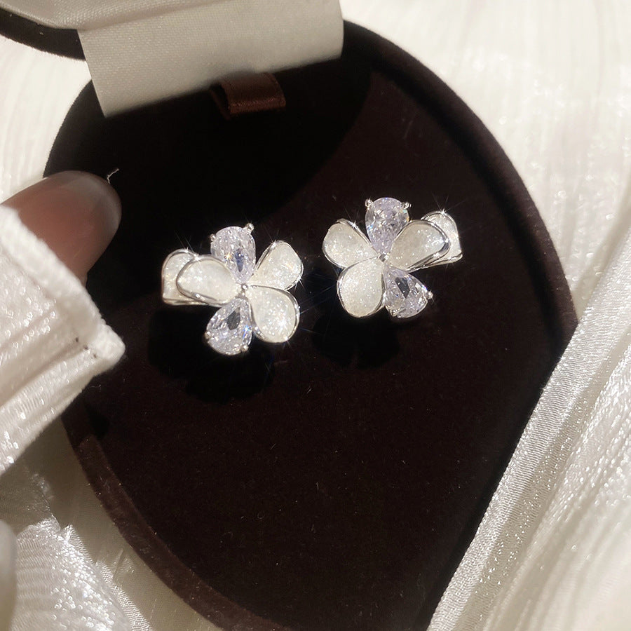 Women's Needle Zircon Bow Water Drop Tassel Simple Fashion Stud Earrings