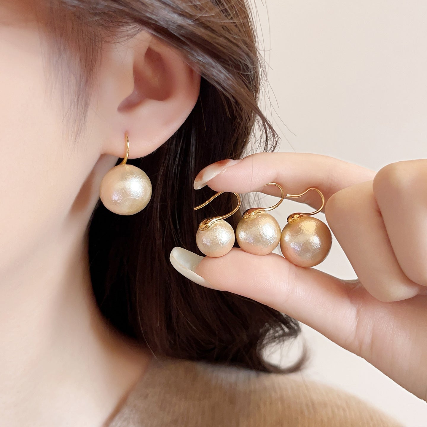 Women's Cotton Pearl Ear Hook High-grade Light Luxury Temperament Rings