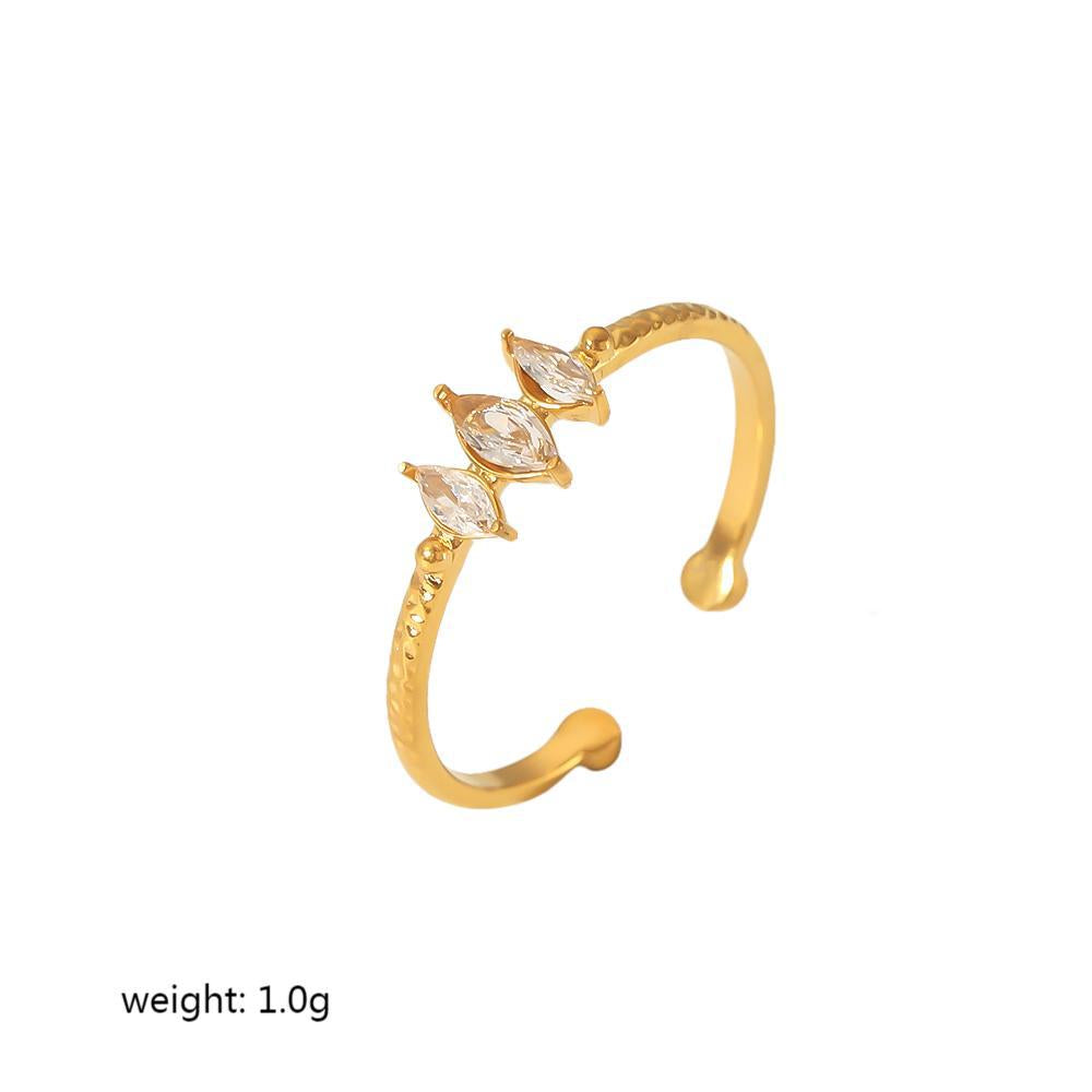 Women's Gold Stainless Steel Inlaid Zircon Open Rings