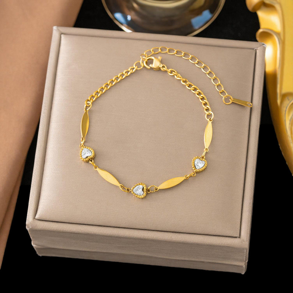 Women's Fashion Love Color Zircon Clavicle Chain Bracelet