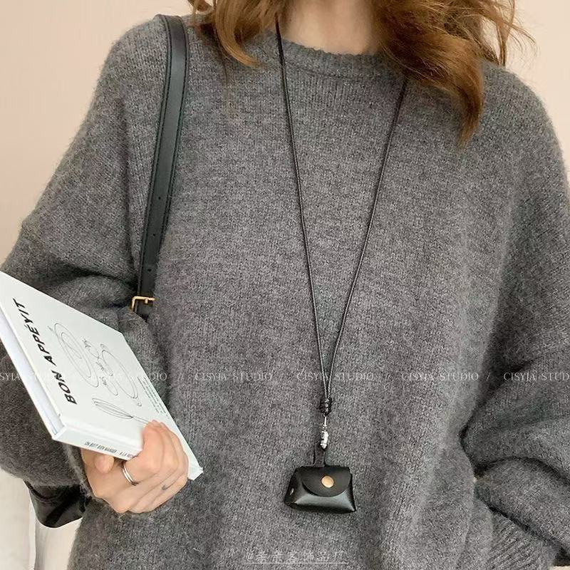 Small Leather Cute Change Sweater Rope Earphone Chain Long Protective Necklace
