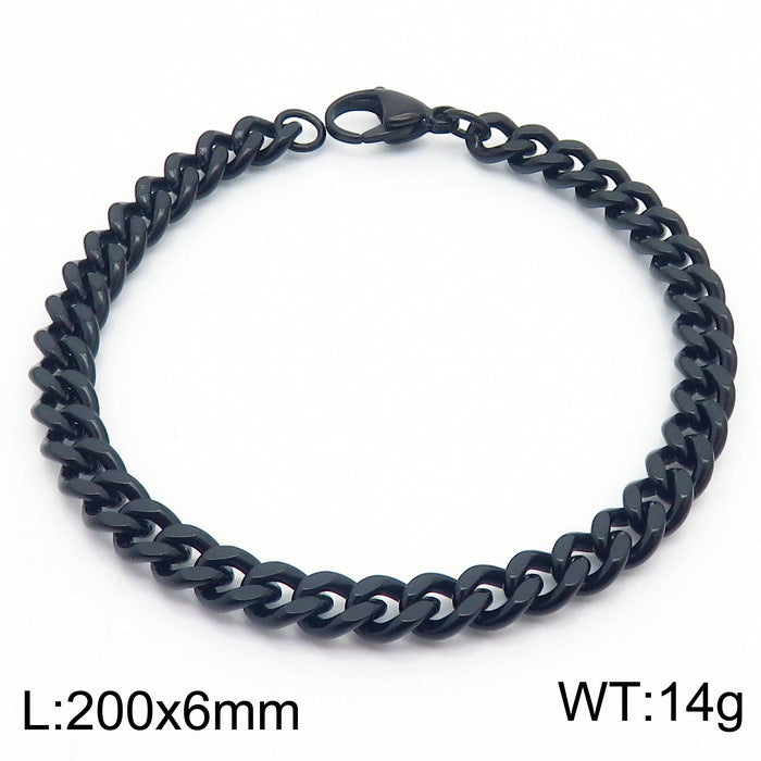 Men's Fashion Side Flat Chain Stainless Steel Bracelets