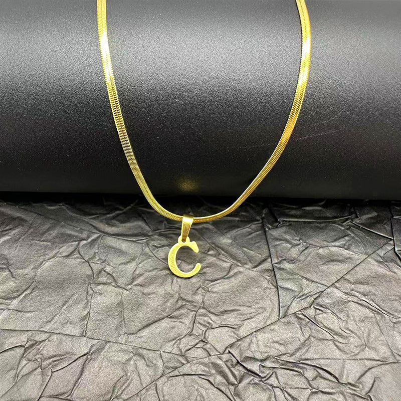 Letter Blade Chain Stainless Steel Material Necklaces