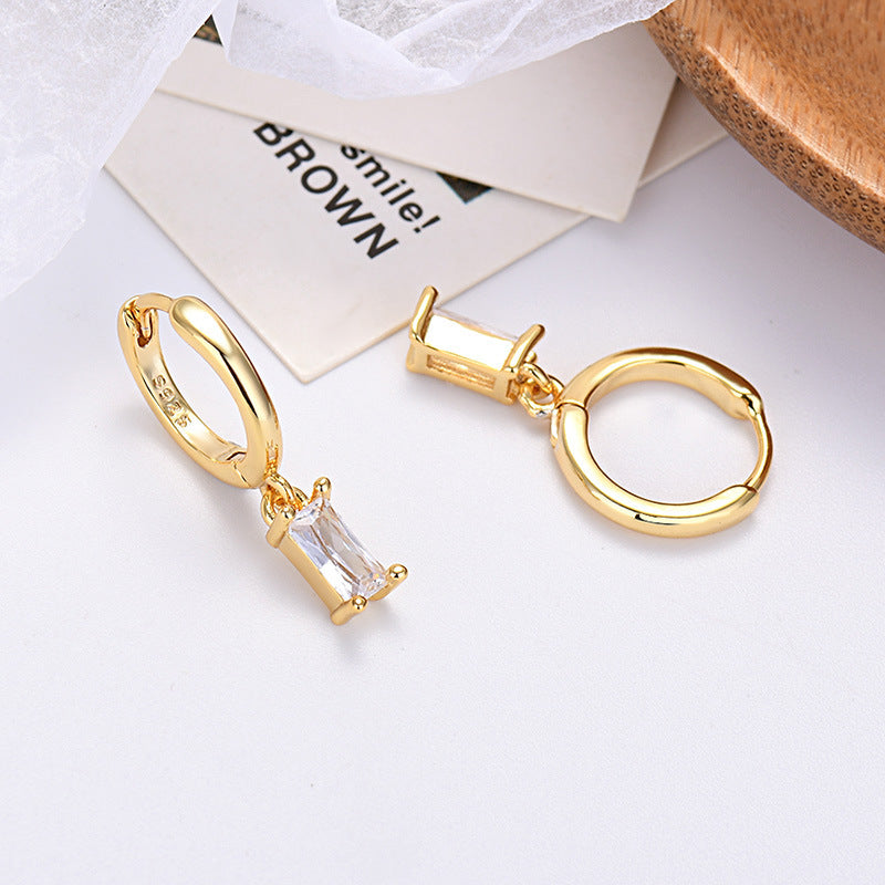 Sier Needle Export Sale Rectangular Color Earrings