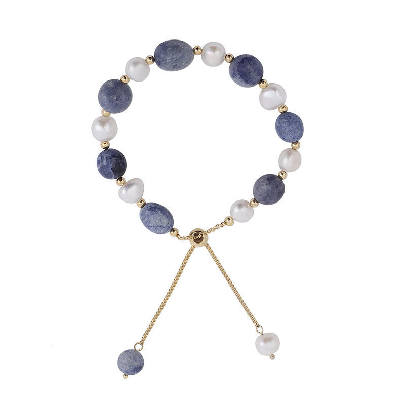 Women's Blue Jade Pearl Korean Fashion Simple Grace Bracelets