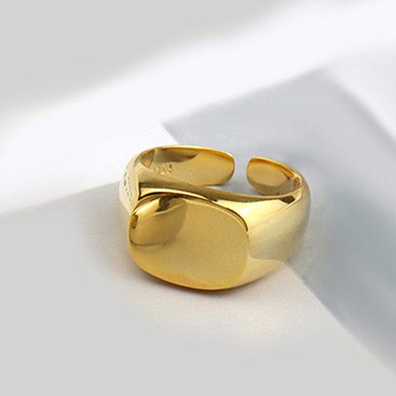 Fashion Geometry Pattern Square Round Smooth Opening Male Rings