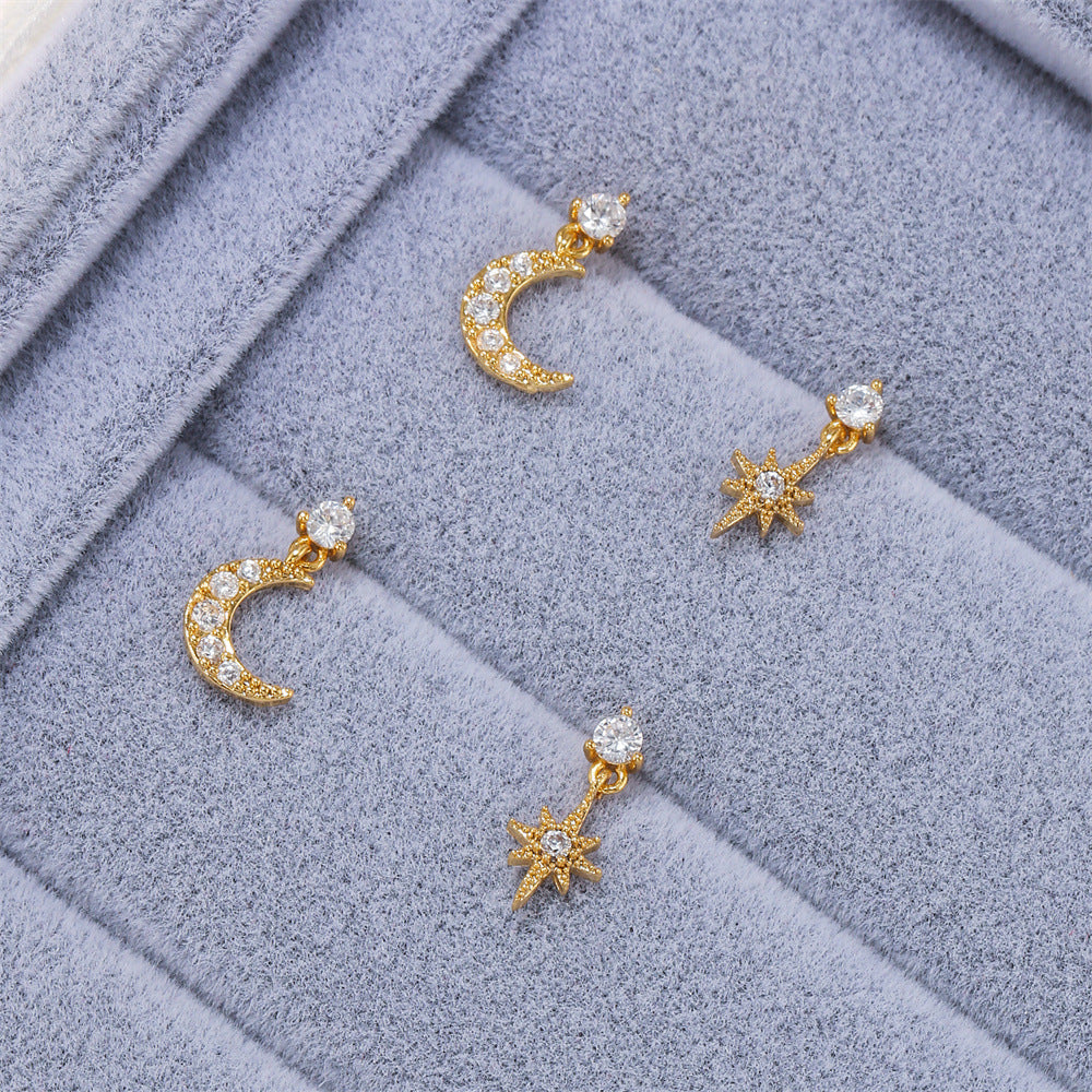 Moon The Stars Asymmetric Ear Real Rings